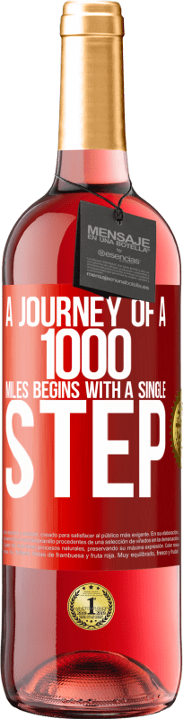29,95 € 送料無料 | ロゼワイン ROSÉエディション 千マイルの旅は一歩から始まります 赤いタグ. カスタマイズ可能なラベル 若いワイン 収穫 2023 Tempranillo