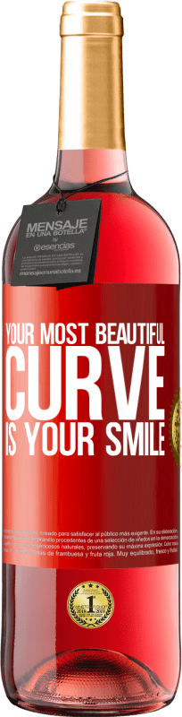 29,95 € 送料無料 | ロゼワイン ROSÉエディション あなたの最も美しい曲線はあなたの笑顔です 赤いタグ. カスタマイズ可能なラベル 若いワイン 収穫 2023 Tempranillo