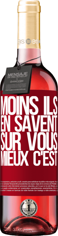 29,95 € Envoi gratuit | Vin rosé Édition ROSÉ Moins ils en savent sur vous, mieux c'est Étiquette Rouge. Étiquette personnalisable Vin jeune Récolte 2024 Tempranillo