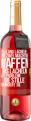 29,95 € Kostenloser Versand | Roséwein ROSÉ Ausgabe Stille und Lächeln sind zwei mächtige Waffen. Das Lächeln löst Probleme, die Stille verhindert sie Rote Markierung. Anpassbares Etikett Junger Wein Ernte 2023 Tempranillo