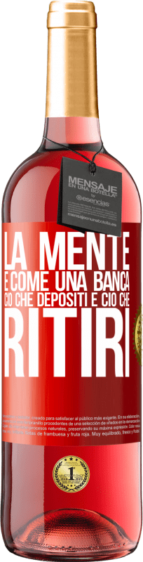 29,95 € Spedizione Gratuita | Vino rosato Edizione ROSÉ La mente è come una banca. Ciò che depositi è ciò che ritiri Etichetta Rossa. Etichetta personalizzabile Vino giovane Raccogliere 2024 Tempranillo