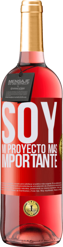 29,95 € Envío gratis | Vino Rosado Edición ROSÉ Soy mi proyecto más importante Etiqueta Roja. Etiqueta personalizable Vino joven Cosecha 2024 Tempranillo