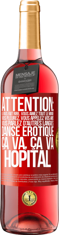 29,95 € Envoi gratuit | Vin rosé Édition ROSÉ Attention: il vous fait rire, vous aimez tout le monde, vous pleurez, vous appelez vos amis, vous parlez d'autres langues, danse Étiquette Rouge. Étiquette personnalisable Vin jeune Récolte 2024 Tempranillo