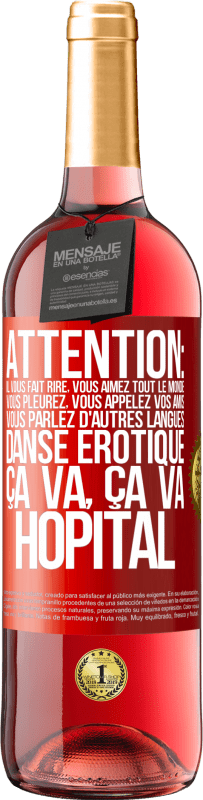 29,95 € Envoi gratuit | Vin rosé Édition ROSÉ Attention: il vous fait rire, vous aimez tout le monde, vous pleurez, vous appelez vos amis, vous parlez d'autres langues, danse Étiquette Rouge. Étiquette personnalisable Vin jeune Récolte 2025 Tempranillo
