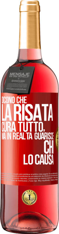 29,95 € Spedizione Gratuita | Vino rosato Edizione ROSÉ Dicono che la risata cura tutto, ma in realtà guarisce chi lo causa Etichetta Rossa. Etichetta personalizzabile Vino giovane Raccogliere 2024 Tempranillo