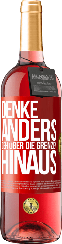 29,95 € Kostenloser Versand | Roséwein ROSÉ Ausgabe Denke anders. Geh über die Grenzen hinaus Rote Markierung. Anpassbares Etikett Junger Wein Ernte 2023 Tempranillo