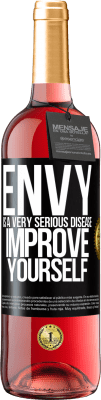 29,95 € Free Shipping | Rosé Wine ROSÉ Edition Envy is a very serious disease, improve yourself Black Label. Customizable label Young wine Harvest 2023 Tempranillo