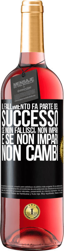 29,95 € Spedizione Gratuita | Vino rosato Edizione ROSÉ Il fallimento fa parte del successo. Se non fallisci, non impari. E se non impari, non cambi Etichetta Nera. Etichetta personalizzabile Vino giovane Raccogliere 2024 Tempranillo