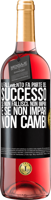 29,95 € Spedizione Gratuita | Vino rosato Edizione ROSÉ Il fallimento fa parte del successo. Se non fallisci, non impari. E se non impari, non cambi Etichetta Nera. Etichetta personalizzabile Vino giovane Raccogliere 2025 Tempranillo