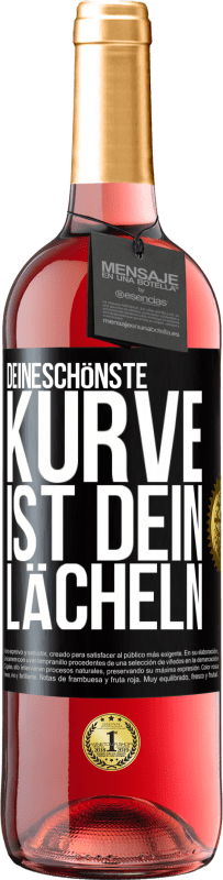 29,95 € Kostenloser Versand | Roséwein ROSÉ Ausgabe Deineschönste Kurve ist dein Lächeln Schwarzes Etikett. Anpassbares Etikett Junger Wein Ernte 2024 Tempranillo