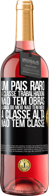 29,95 € Envio grátis | Vinho rosé Edição ROSÉ Um país raro: a classe trabalhadora não tem obras, a caixa do meio não tem meios, a classe alta não tem classe Etiqueta Preta. Etiqueta personalizável Vinho jovem Colheita 2023 Tempranillo