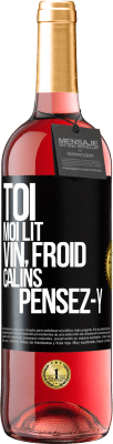 29,95 € Envoi gratuit | Vin rosé Édition ROSÉ Toi, moi lit, vin froid, câlins Pensez-y Étiquette Noire. Étiquette personnalisable Vin jeune Récolte 2024 Tempranillo
