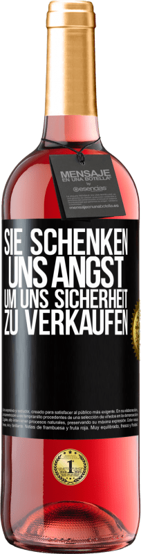 29,95 € Kostenloser Versand | Roséwein ROSÉ Ausgabe Sie schenken uns Angst, um uns Sicherheit zu verkaufen Schwarzes Etikett. Anpassbares Etikett Junger Wein Ernte 2023 Tempranillo