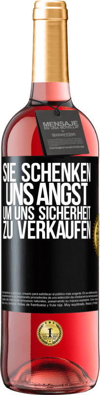 29,95 € Kostenloser Versand | Roséwein ROSÉ Ausgabe Sie schenken uns Angst, um uns Sicherheit zu verkaufen Schwarzes Etikett. Anpassbares Etikett Junger Wein Ernte 2024 Tempranillo