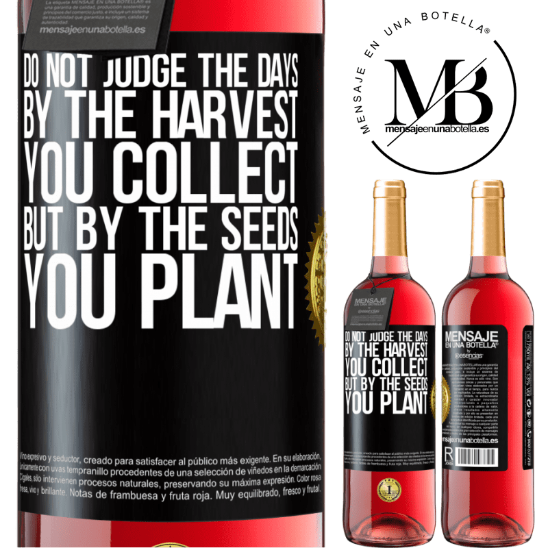 29,95 € Free Shipping | Rosé Wine ROSÉ Edition Do not judge the days by the harvest you collect, but by the seeds you plant Black Label. Customizable label Young wine Harvest 2022 Tempranillo