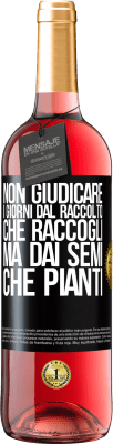 29,95 € Spedizione Gratuita | Vino rosato Edizione ROSÉ Non giudicare i giorni dal raccolto che raccogli, ma dai semi che pianti Etichetta Nera. Etichetta personalizzabile Vino giovane Raccogliere 2024 Tempranillo