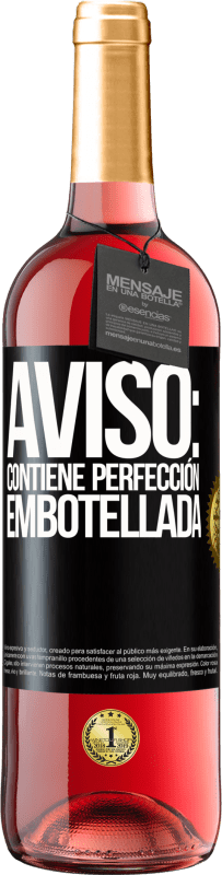 29,95 € Envío gratis | Vino Rosado Edición ROSÉ Aviso: contiene perfección embotellada Etiqueta Negra. Etiqueta personalizable Vino joven Cosecha 2023 Tempranillo