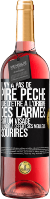 29,95 € Envoi gratuit | Vin rosé Édition ROSÉ Il n'y a pas de pire péché que d'être à l'origine des larmes sur un visage qui nous a offert ses meilleurs sourires Étiquette Noire. Étiquette personnalisable Vin jeune Récolte 2023 Tempranillo