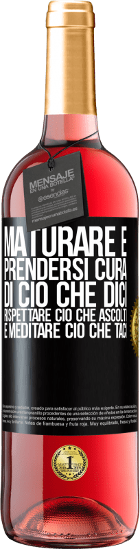 29,95 € Spedizione Gratuita | Vino rosato Edizione ROSÉ Maturare è prendersi cura di ciò che dici, rispettare ciò che ascolti e meditare ciò che taci Etichetta Nera. Etichetta personalizzabile Vino giovane Raccogliere 2024 Tempranillo