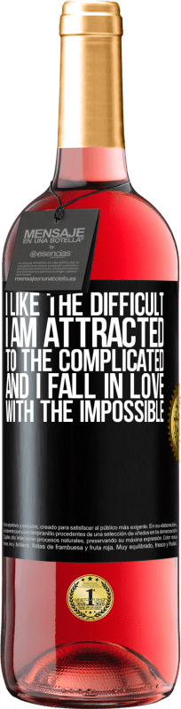 29,95 € Free Shipping | Rosé Wine ROSÉ Edition I like the difficult, I am attracted to the complicated, and I fall in love with the impossible Black Label. Customizable label Young wine Harvest 2024 Tempranillo