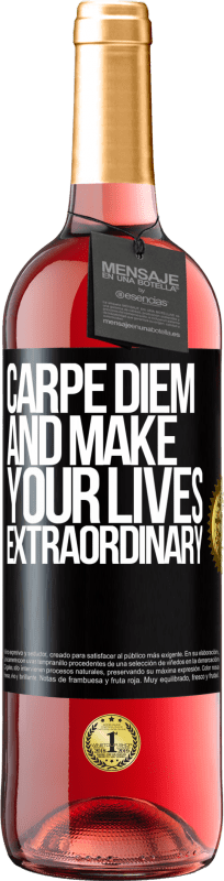 29,95 € 免费送货 | 桃红葡萄酒 ROSÉ版 Carpe Diem让您的生活变得非凡 黑标. 可自定义的标签 青年酒 收成 2023 Tempranillo