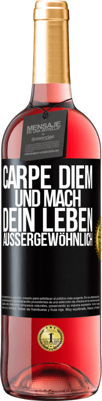 29,95 € Kostenloser Versand | Roséwein ROSÉ Ausgabe Carpe Diem und mach dein Leben außergewöhnlich Schwarzes Etikett. Anpassbares Etikett Junger Wein Ernte 2023 Tempranillo
