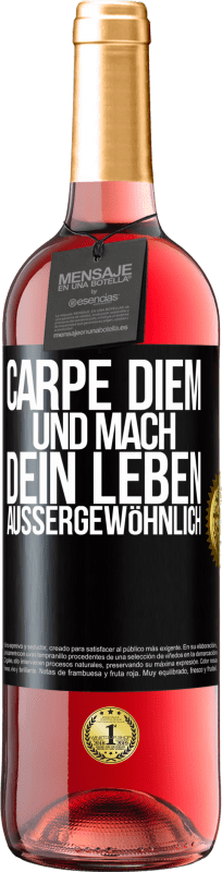 29,95 € Kostenloser Versand | Roséwein ROSÉ Ausgabe Carpe Diem und mach dein Leben außergewöhnlich Schwarzes Etikett. Anpassbares Etikett Junger Wein Ernte 2024 Tempranillo