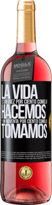 29,95 € Envío gratis | Vino Rosado Edición ROSÉ La vida es un diez por ciento como la hacemos y un noventa por ciento como la tomamos Etiqueta Negra. Etiqueta personalizable Vino joven Cosecha 2024 Tempranillo