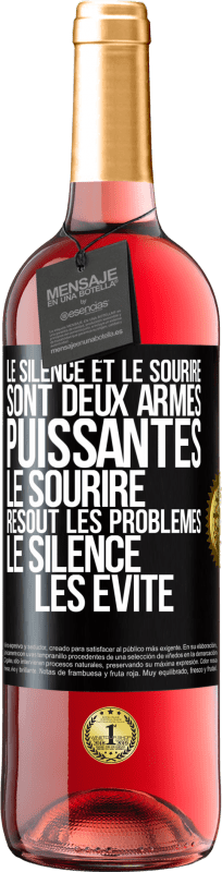 29,95 € Envoi gratuit | Vin rosé Édition ROSÉ Le silence et le sourire sont deux armes puissantes. Le sourire résout les problèmes, le silence les évite Étiquette Noire. Étiquette personnalisable Vin jeune Récolte 2024 Tempranillo