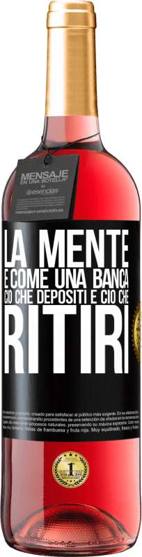 29,95 € Spedizione Gratuita | Vino rosato Edizione ROSÉ La mente è come una banca. Ciò che depositi è ciò che ritiri Etichetta Nera. Etichetta personalizzabile Vino giovane Raccogliere 2024 Tempranillo