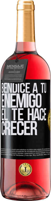 29,95 € Envío gratis | Vino Rosado Edición ROSÉ Bendice a tu enemigo. Él te hace crecer Etiqueta Negra. Etiqueta personalizable Vino joven Cosecha 2024 Tempranillo