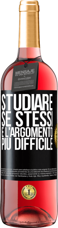 29,95 € Spedizione Gratuita | Vino rosato Edizione ROSÉ Studiare se stessi è l'argomento più difficile Etichetta Nera. Etichetta personalizzabile Vino giovane Raccogliere 2024 Tempranillo