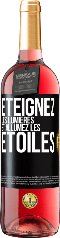 29,95 € Envoi gratuit | Vin rosé Édition ROSÉ Éteignez les lumières et allumez les étoiles Étiquette Noire. Étiquette personnalisable Vin jeune Récolte 2024 Tempranillo