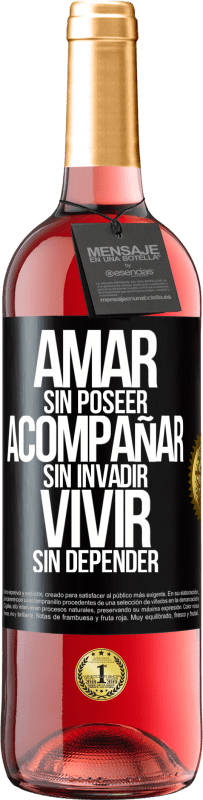 29,95 € Envío gratis | Vino Rosado Edición ROSÉ Amar sin poseer, acompañar sin invadir, vivir sin depender Etiqueta Negra. Etiqueta personalizable Vino joven Cosecha 2024 Tempranillo