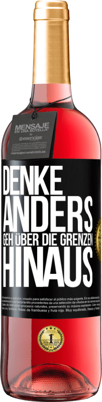 29,95 € Kostenloser Versand | Roséwein ROSÉ Ausgabe Denke anders. Geh über die Grenzen hinaus Schwarzes Etikett. Anpassbares Etikett Junger Wein Ernte 2023 Tempranillo