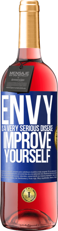 29,95 € Free Shipping | Rosé Wine ROSÉ Edition Envy is a very serious disease, improve yourself Blue Label. Customizable label Young wine Harvest 2024 Tempranillo