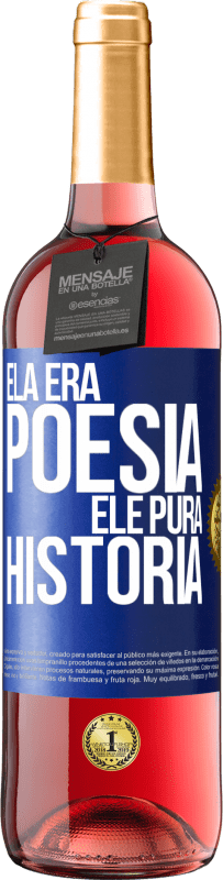 29,95 € Envio grátis | Vinho rosé Edição ROSÉ Ela era poesia, ele pura história Etiqueta Azul. Etiqueta personalizável Vinho jovem Colheita 2024 Tempranillo