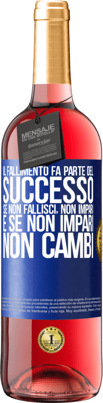 29,95 € Spedizione Gratuita | Vino rosato Edizione ROSÉ Il fallimento fa parte del successo. Se non fallisci, non impari. E se non impari, non cambi Etichetta Blu. Etichetta personalizzabile Vino giovane Raccogliere 2025 Tempranillo