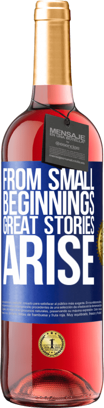 29,95 € 送料無料 | ロゼワイン ROSÉエディション 小さな始まりから素晴らしい物語が生まれる 青いタグ. カスタマイズ可能なラベル 若いワイン 収穫 2023 Tempranillo