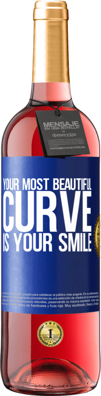 29,95 € 送料無料 | ロゼワイン ROSÉエディション あなたの最も美しい曲線はあなたの笑顔です 青いタグ. カスタマイズ可能なラベル 若いワイン 収穫 2023 Tempranillo
