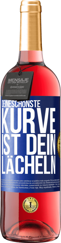 29,95 € Kostenloser Versand | Roséwein ROSÉ Ausgabe Deineschönste Kurve ist dein Lächeln Blaue Markierung. Anpassbares Etikett Junger Wein Ernte 2023 Tempranillo
