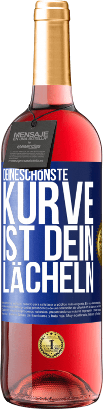 29,95 € Kostenloser Versand | Roséwein ROSÉ Ausgabe Deineschönste Kurve ist dein Lächeln Blaue Markierung. Anpassbares Etikett Junger Wein Ernte 2024 Tempranillo