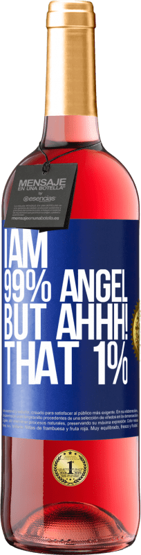 29,95 € 免费送货 | 桃红葡萄酒 ROSÉ版 我是99％的天使，但是啊！那1％ 蓝色标签. 可自定义的标签 青年酒 收成 2023 Tempranillo