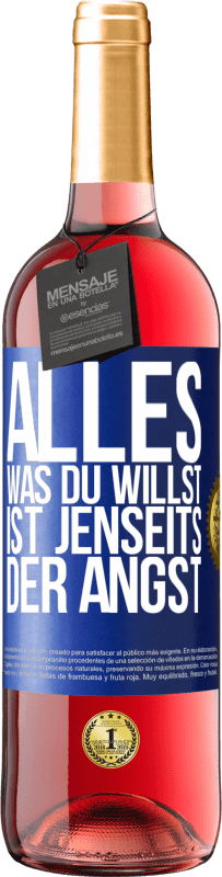 29,95 € Kostenloser Versand | Roséwein ROSÉ Ausgabe Alles, was du willst, ist jenseits der Angst Blaue Markierung. Anpassbares Etikett Junger Wein Ernte 2023 Tempranillo