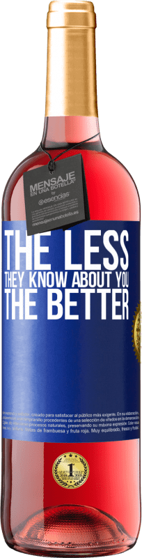 29,95 € Free Shipping | Rosé Wine ROSÉ Edition The less they know about you, the better Blue Label. Customizable label Young wine Harvest 2023 Tempranillo
