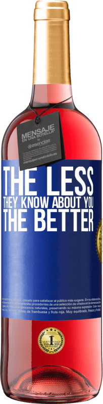 29,95 € Free Shipping | Rosé Wine ROSÉ Edition The less they know about you, the better Blue Label. Customizable label Young wine Harvest 2024 Tempranillo