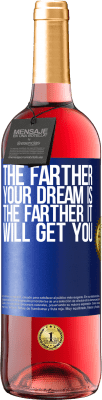 29,95 € Free Shipping | Rosé Wine ROSÉ Edition The farther your dream is, the farther it will get you Blue Label. Customizable label Young wine Harvest 2024 Tempranillo
