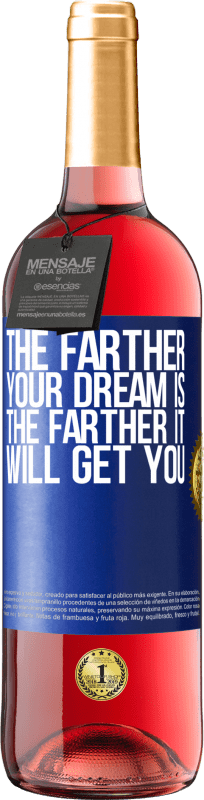 29,95 € Free Shipping | Rosé Wine ROSÉ Edition The farther your dream is, the farther it will get you Blue Label. Customizable label Young wine Harvest 2024 Tempranillo