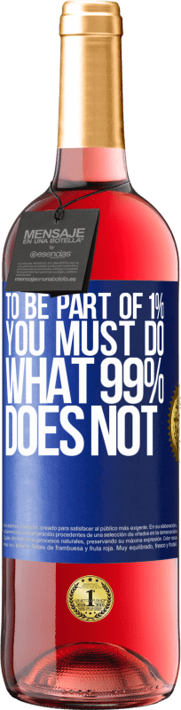 29,95 € Free Shipping | Rosé Wine ROSÉ Edition To be part of 1% you must do what 99% does not Blue Label. Customizable label Young wine Harvest 2024 Tempranillo