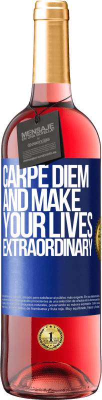 29,95 € 免费送货 | 桃红葡萄酒 ROSÉ版 Carpe Diem让您的生活变得非凡 蓝色标签. 可自定义的标签 青年酒 收成 2023 Tempranillo